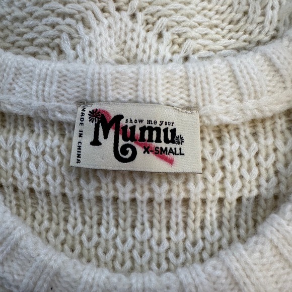 SHOW ME YOUR MUMU Long Canyon Geo Fringe Cream Knit Sweater | XS - Picture 8 of 12
